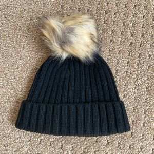 J.Crew Ribbed Beanie w/ Faux-Fur Pom-Pom